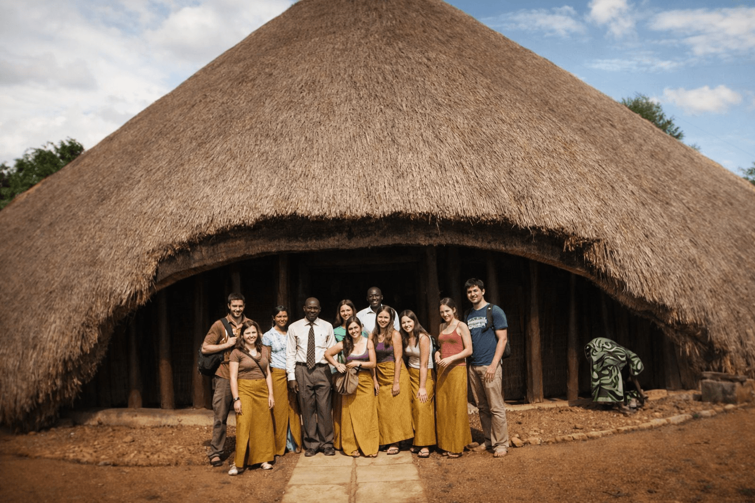 Image showing tourists at buganda Royal tombs, and iconic tourism site in the Buganda Kingdom, central Ugandas